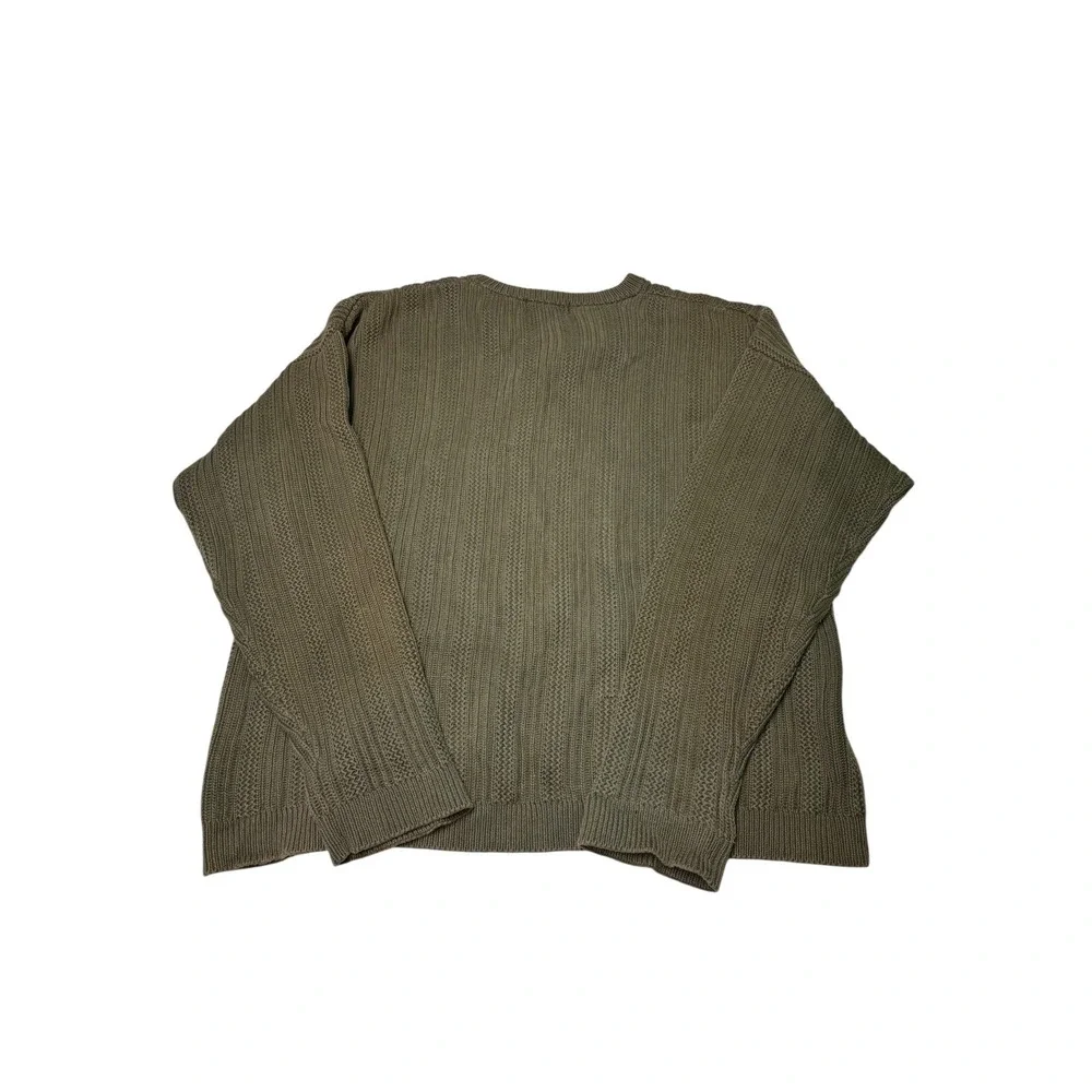 Eddie Bauer‎ Mens XXL Tall Olive Green Ribbed Knit Cotton Crewneck Sweater - Picture 3 of 6